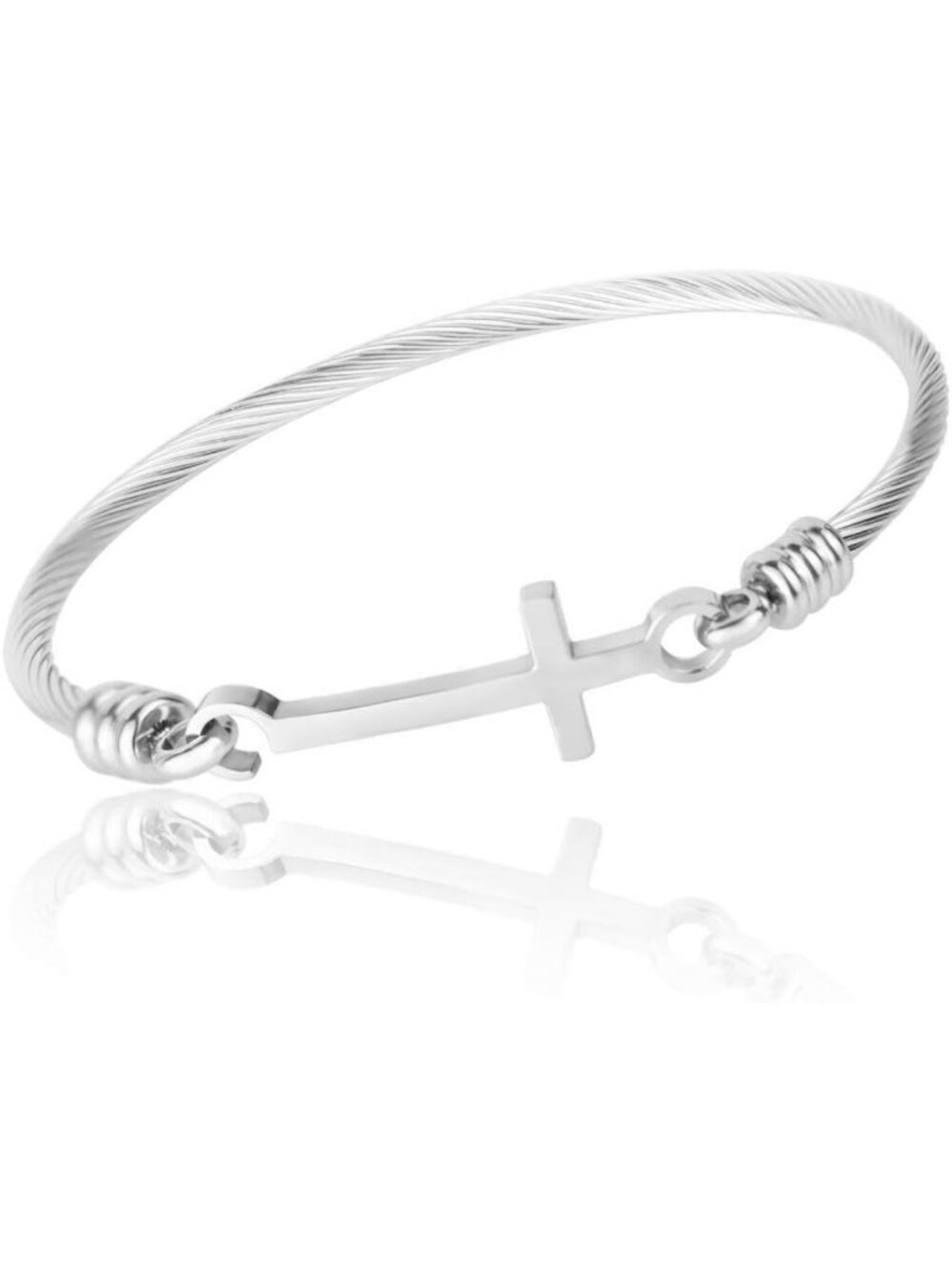 Stylish Stainless Steel Cross Bracelet Cuff Bangle - Trendy Religious Jewelry